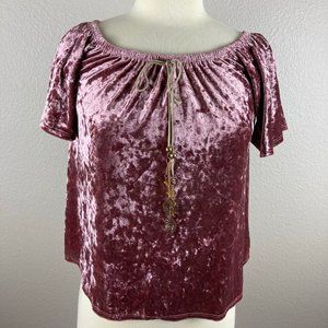Papermoon Off-the-Shouolder Mauve Purple Velvet Blouse - S